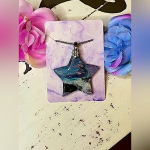 Handmade, polymer clay star shaped necklace